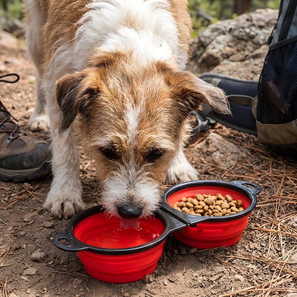 TravelTails 2 in 1 Foldable Pet Bowl — Compact Travel Feeder