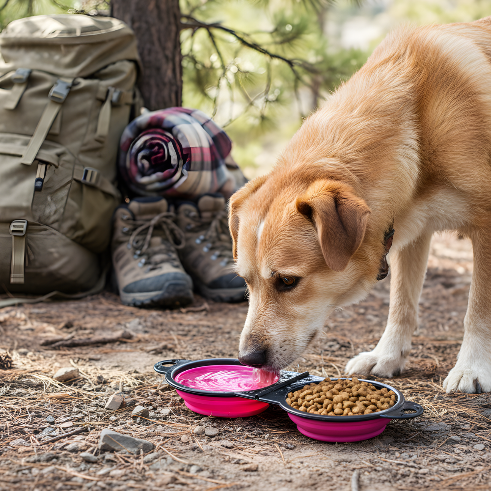 TravelTails 2 in 1 Foldable Pet Bowl — Compact Travel Feeder