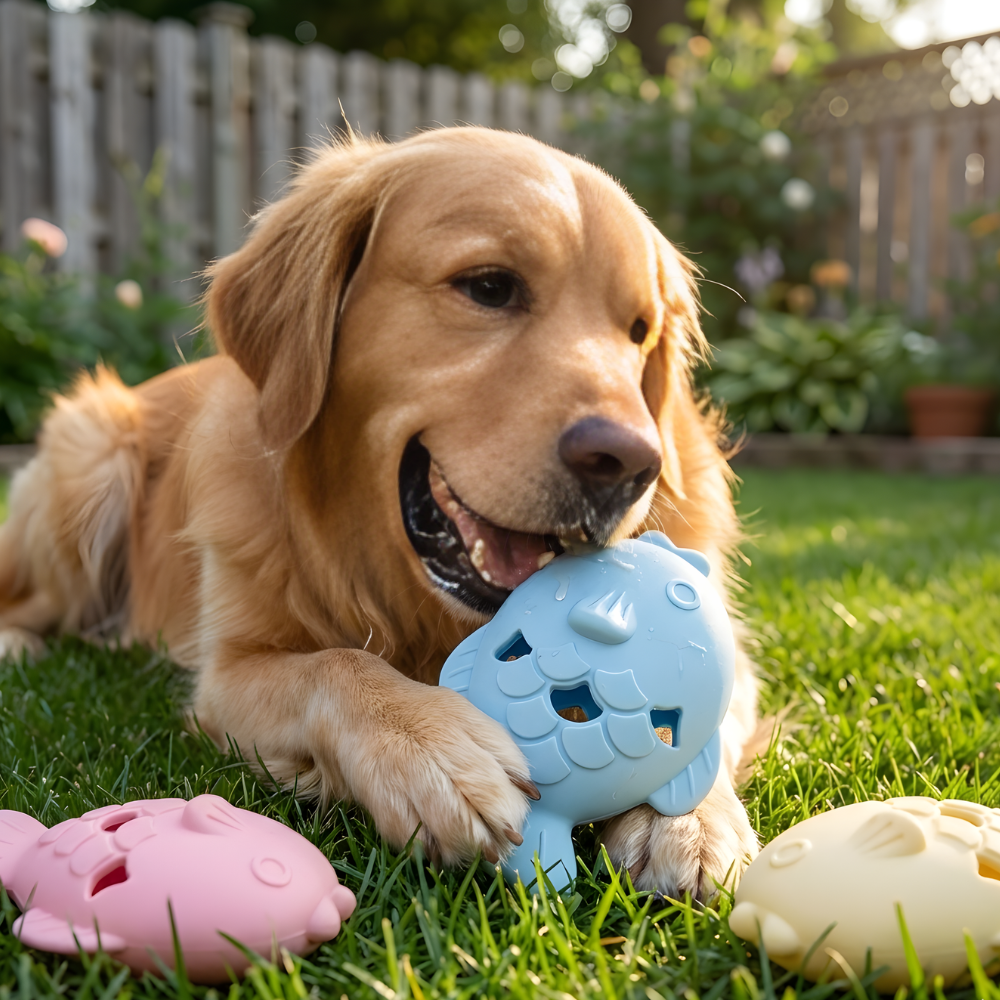 TreatTide Fish-Shaped Interactive Slow Feeder Dog Toy