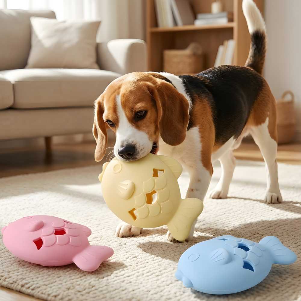 TreatTide Fish-Shaped Interactive Slow Feeder Dog Toy