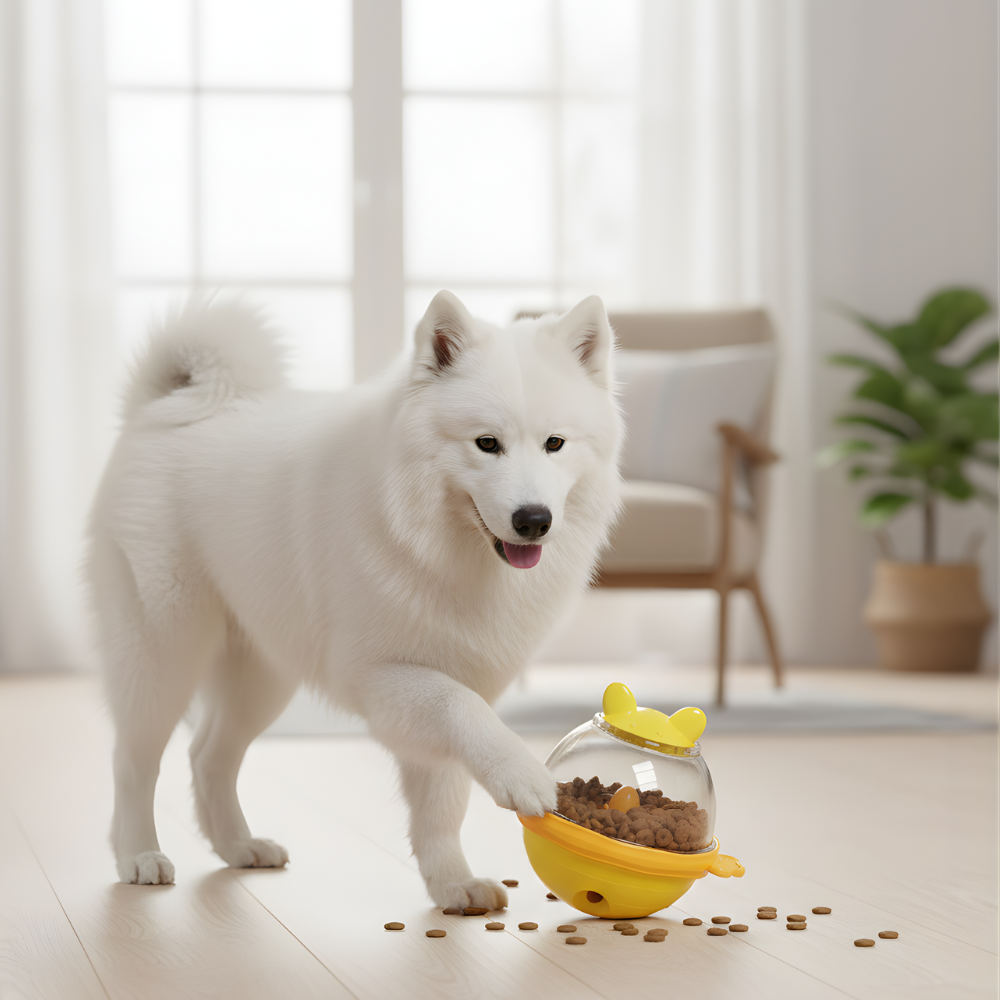 TreatTumble Rolling Dog Treat Dispenser — Interactive Puzzle Toy