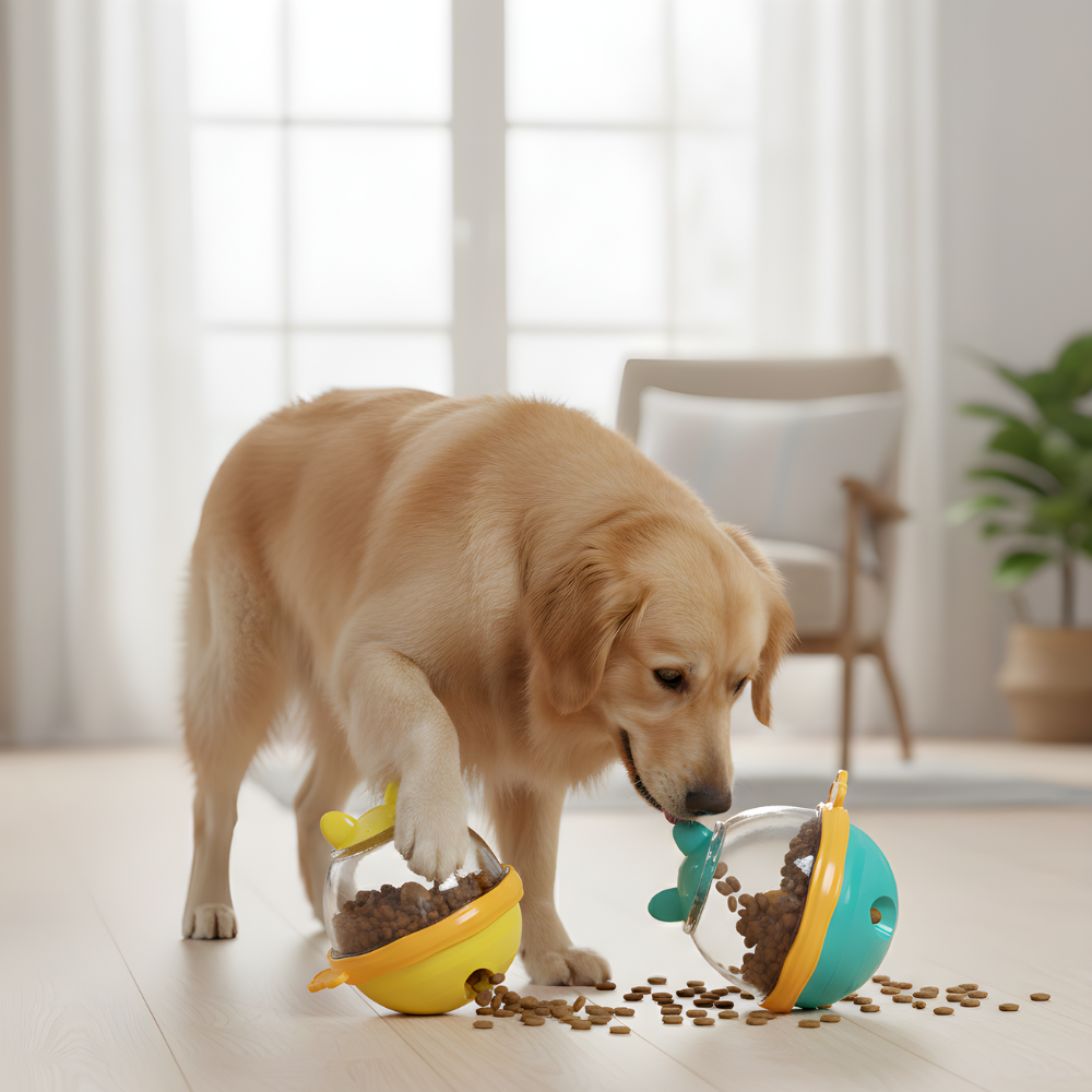 TreatTumble Rolling Dog Treat Dispenser — Interactive Puzzle Toy