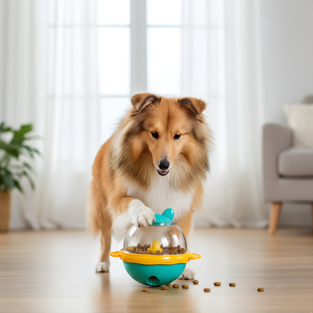 TreatTumble Rolling Dog Treat Dispenser — Interactive Puzzle Toy