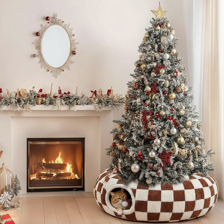 TreeNest Christmas Tree Skirt Cat Tunnel — Cozy Cat Hideaway