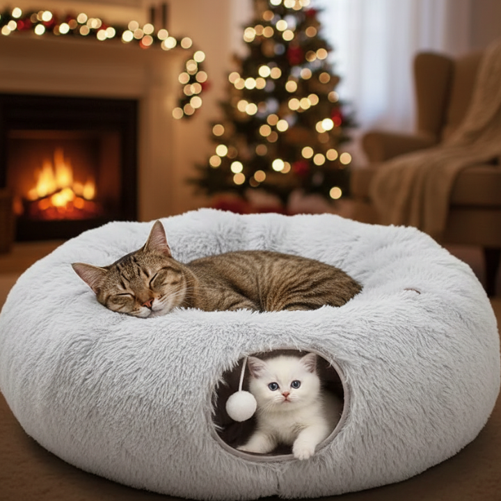 TreeNest Christmas Tree Skirt Cat Tunnel — Cozy Cat Hideaway