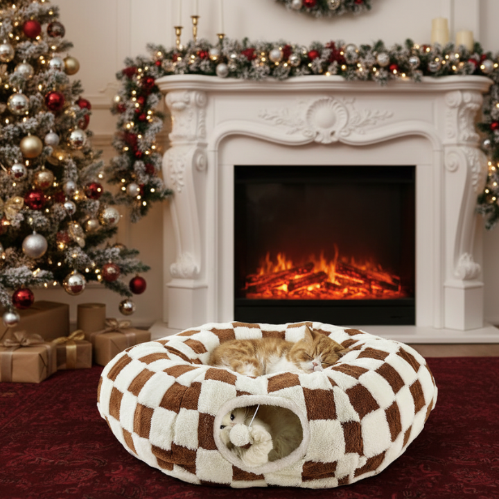TreeNest Christmas Tree Skirt Cat Tunnel — Cozy Cat Hideaway