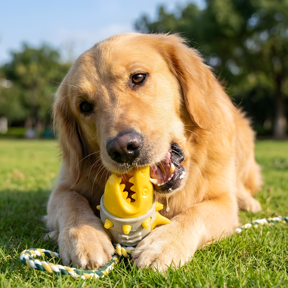 TugFin Shark Dental Chew Toy — Treat-Dispensing Design