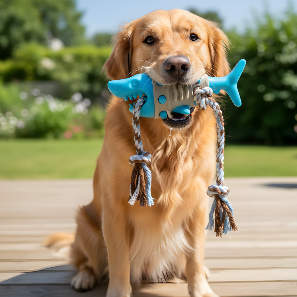 TugFin Shark Dental Chew Toy — Treat-Dispensing Design