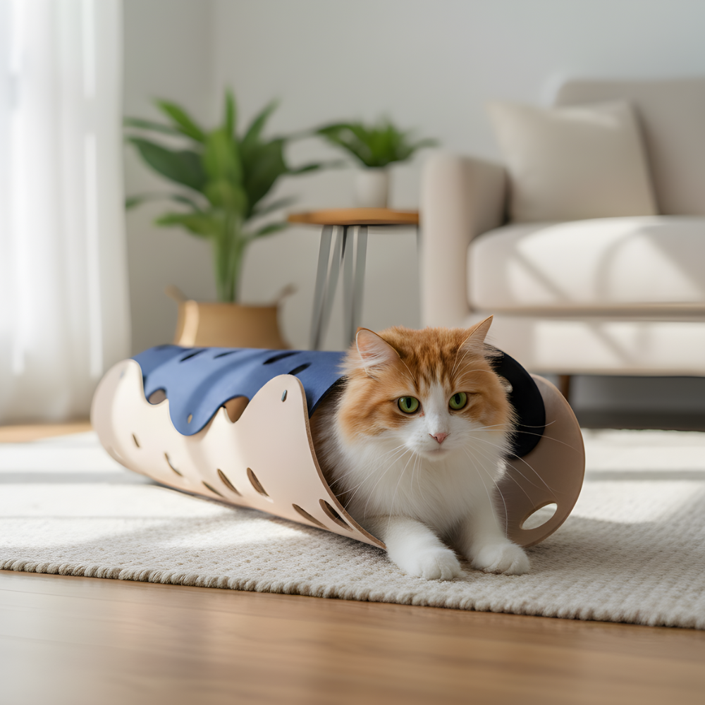 TunnelPaws Foldable Cat Play Tunnel — Soft Cozy Hideaway