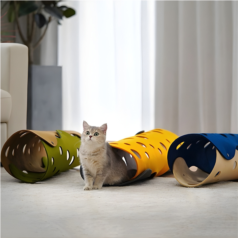 TunnelPaws Foldable Cat Play Tunnel — Soft Cozy Hideaway