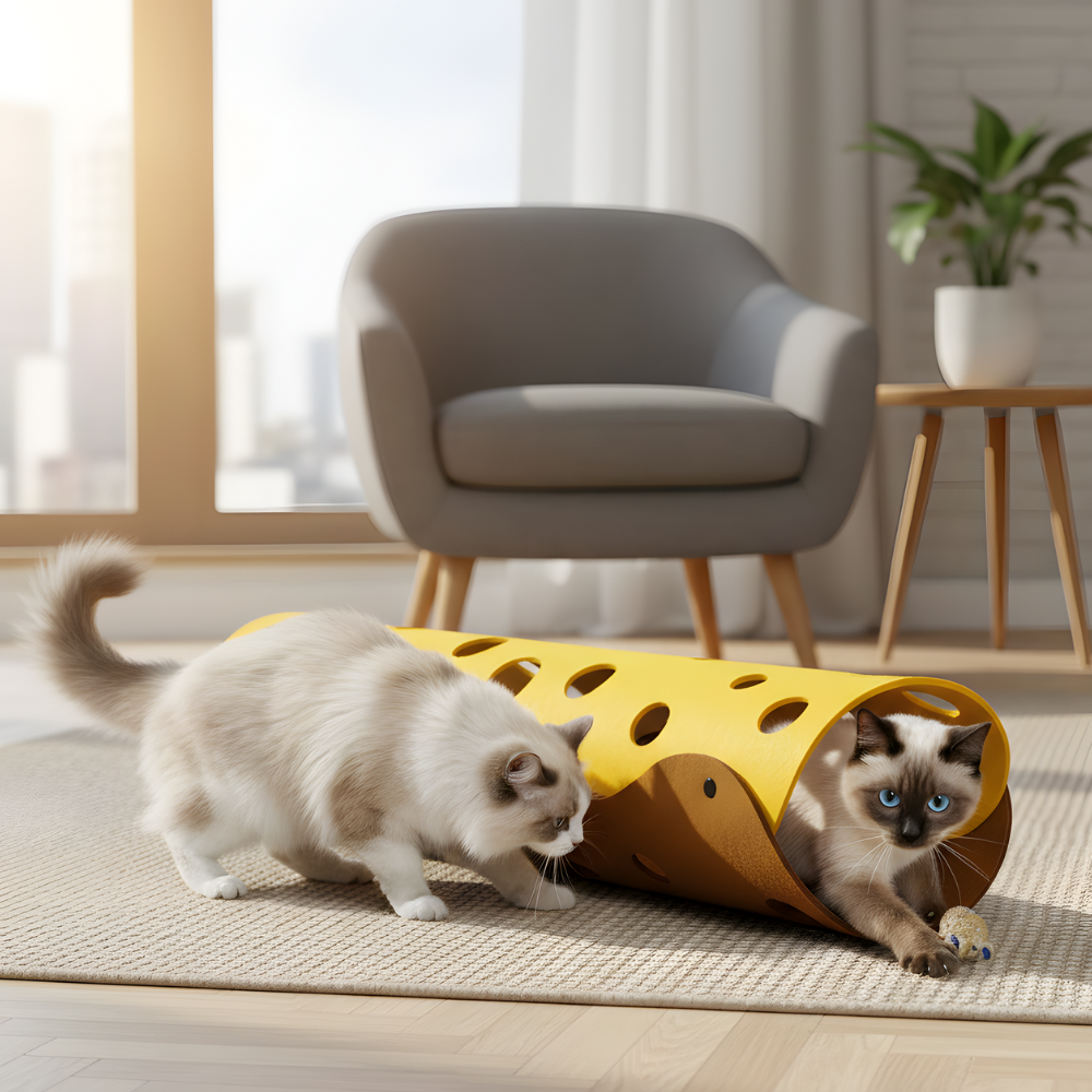 TunnelPaws Foldable Cat Play Tunnel — Soft Cozy Hideaway