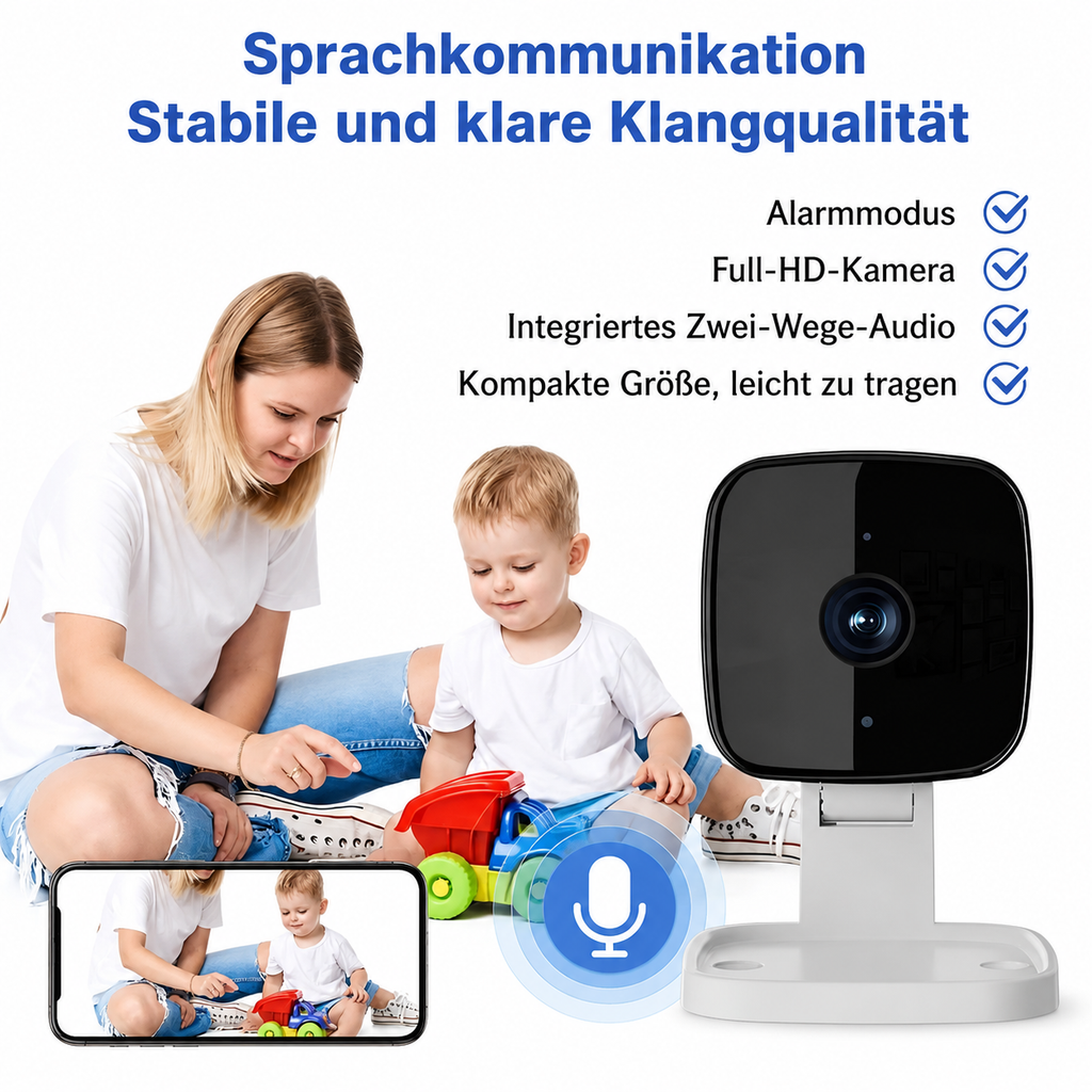 Beltéri Wi-Fi 1080P videokamera - bébiőr és megfigyelőrendszer