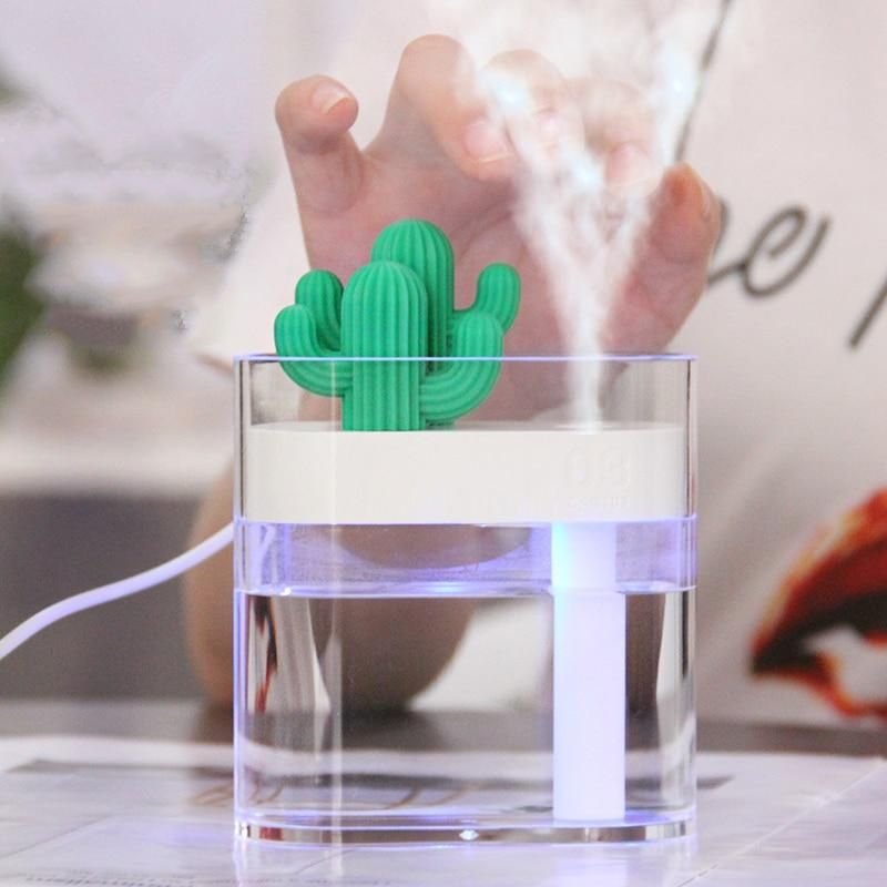 Diffusore di aromi a ultrasuoni AromaVida a forma di cactus, luce LED, 160ml