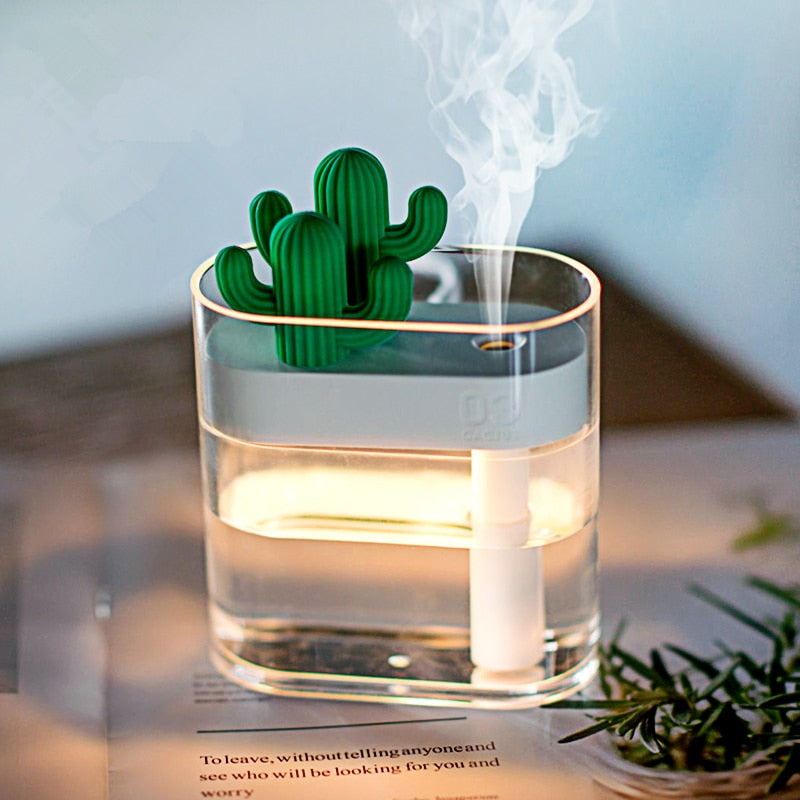 AromaVida Ultrasonic Cactus Aroma Diffuser, LED Light, 160ml