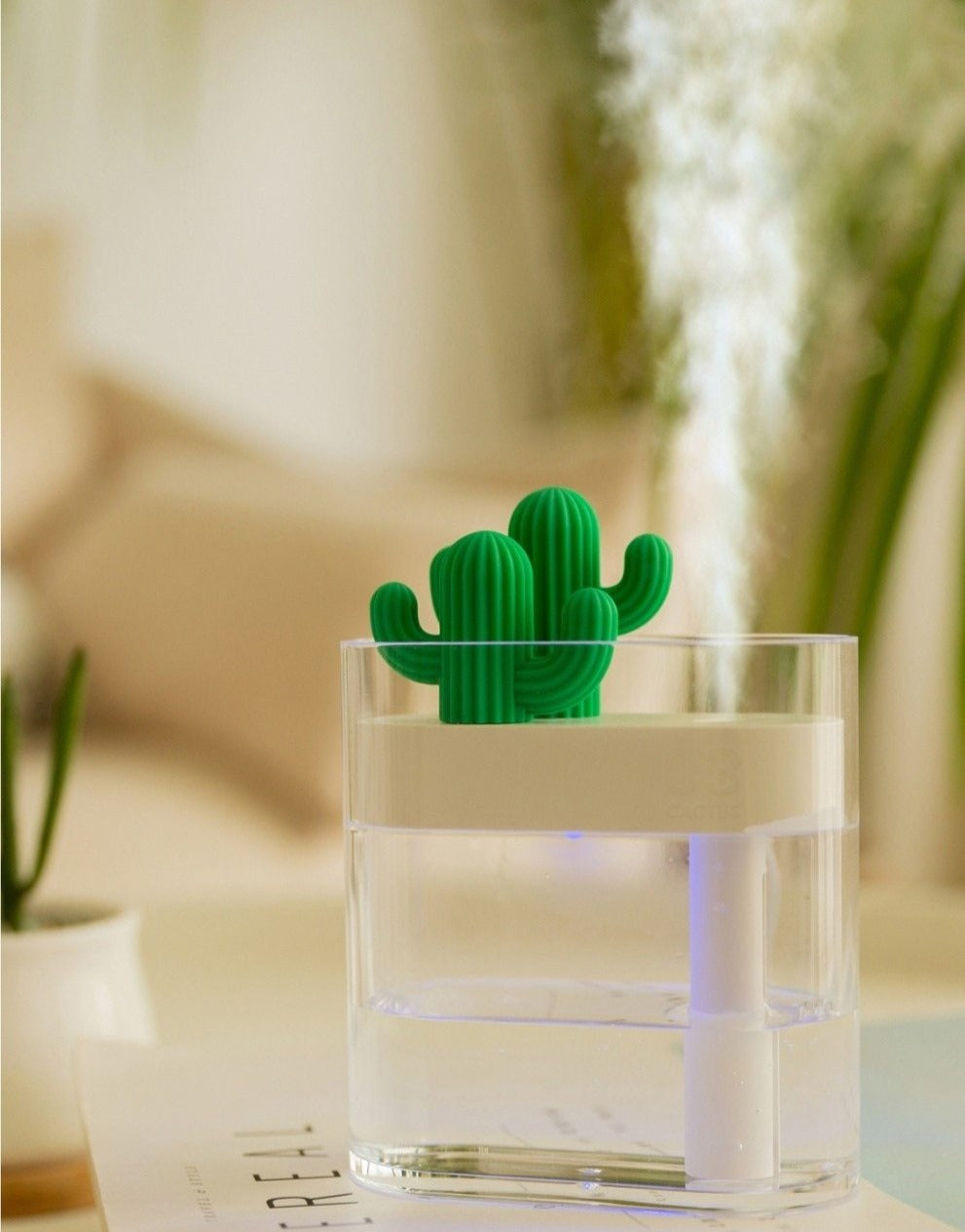 AromaVida Ultrasonic Cactus Aroma Diffuser, LED Light, 160ml