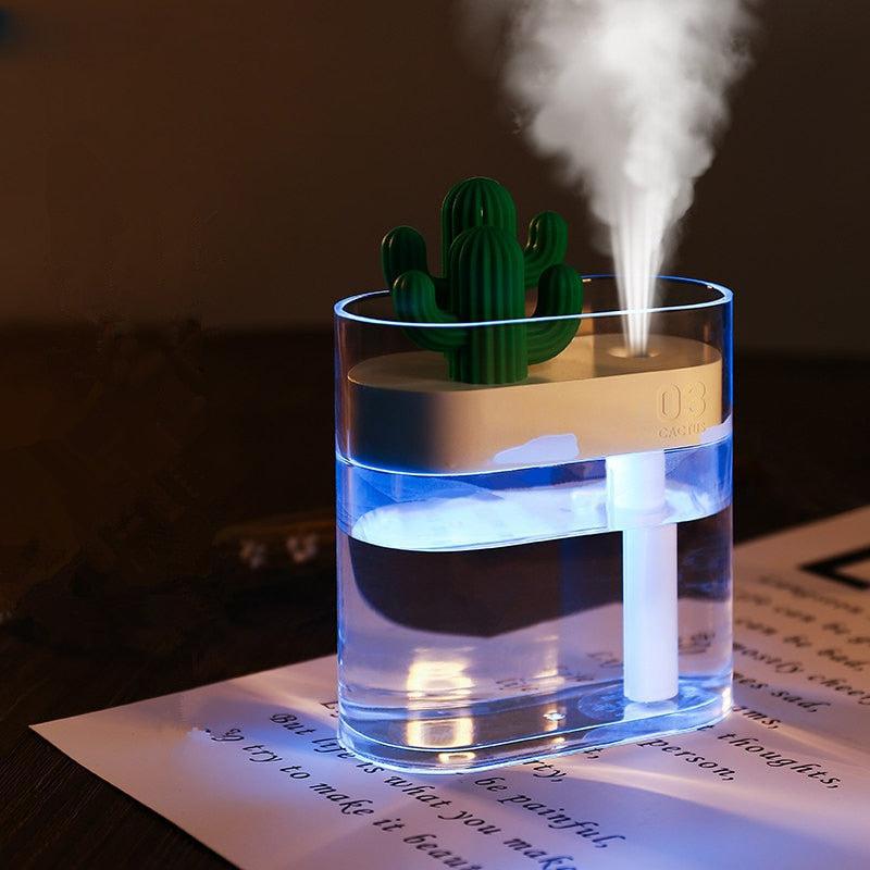 Diffusore di aromi a ultrasuoni AromaVida a forma di cactus, luce LED, 160ml