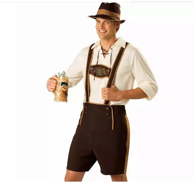 AlpenHeld Oktoberfest-kostumesæt til mænd — skjorte, seler og hat