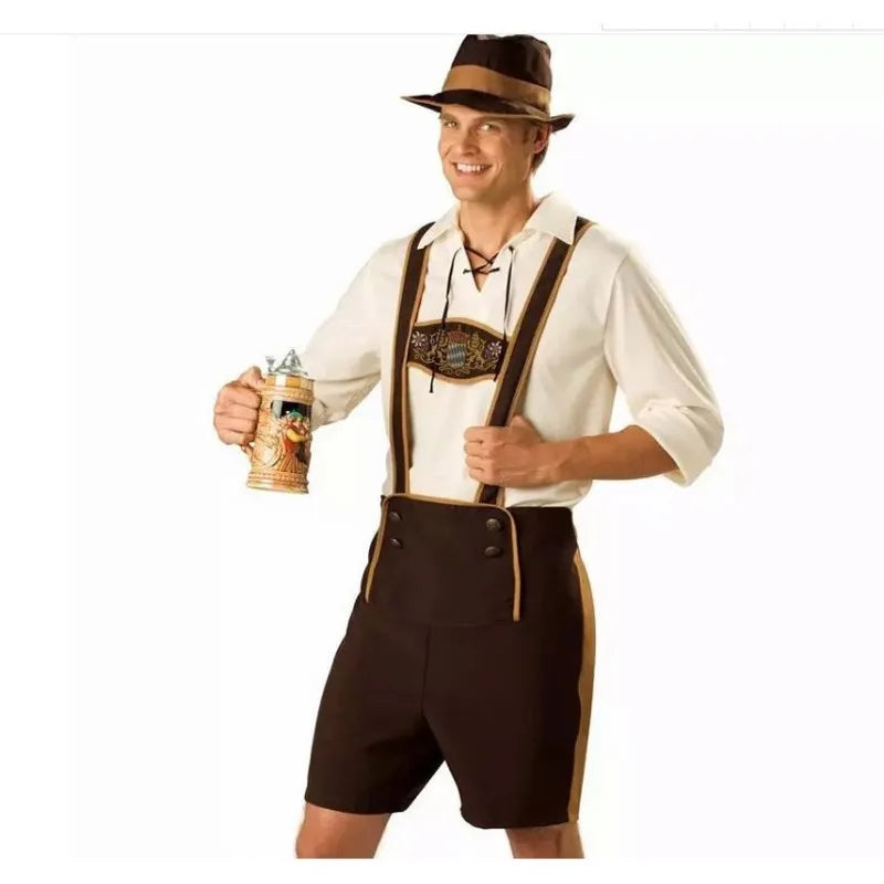 AlpenHeld Oktoberfest-kostumesæt til mænd — skjorte, seler og hat