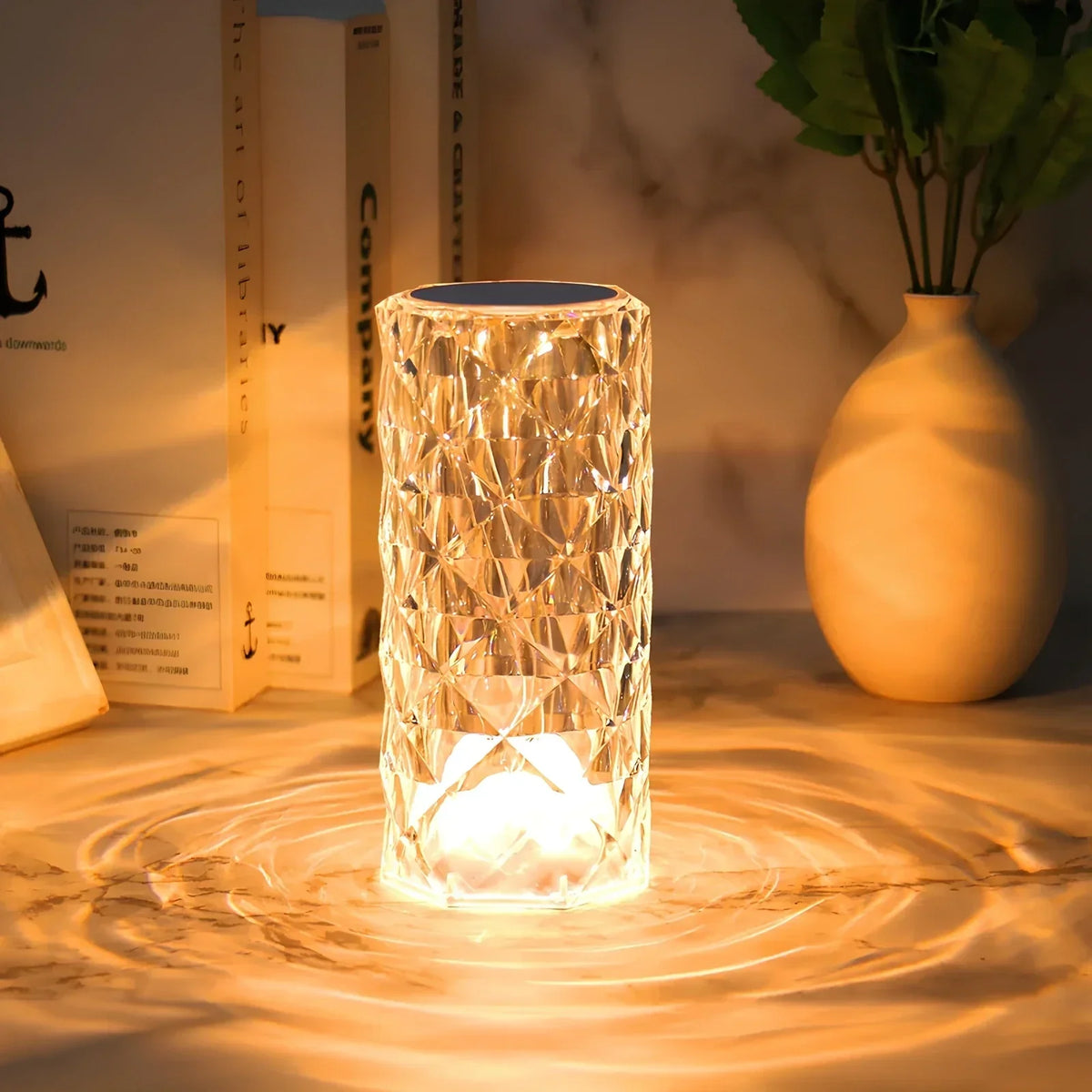 Acrylic Crystal Table Lamp — Sixteen Color Modes, Cordless Design, USB-C Rechargeable
