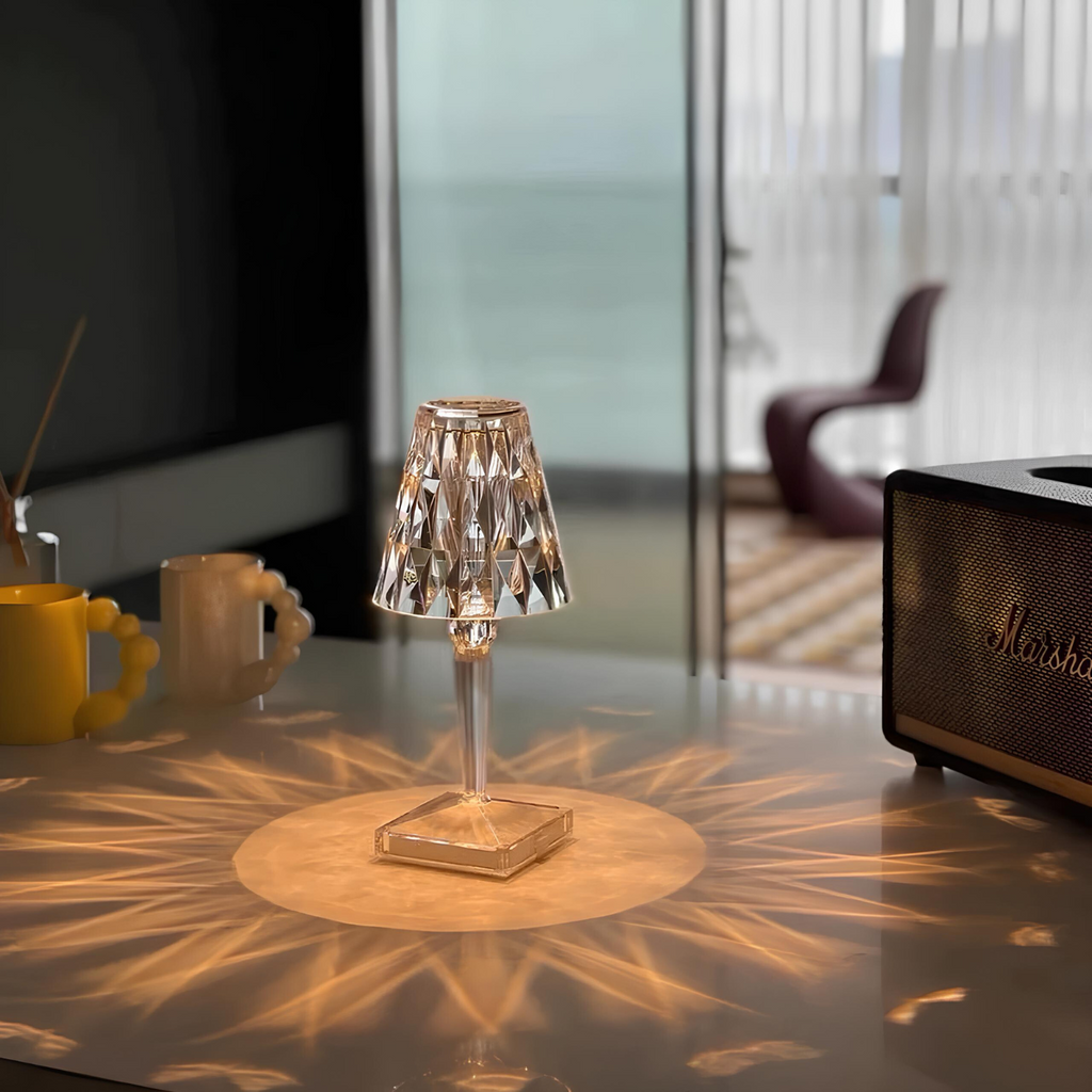 Lampă de masă LED modernă fără fir - design din cristal acrilic