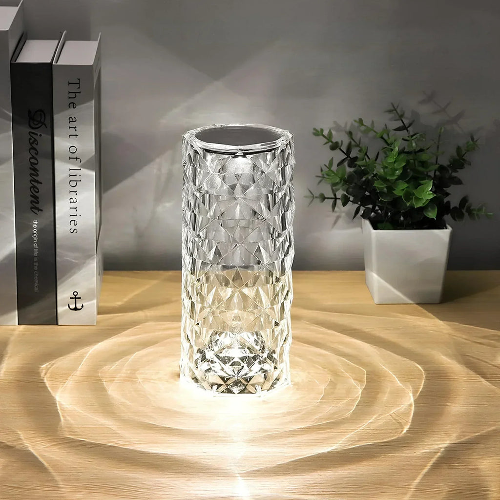 Acrylic Crystal Table Lamp — Sixteen Color Modes, Cordless Design, USB-C Rechargeable