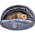 PawHaven カバー付き犬用ドームベッド - クッション入りフード付きソファ