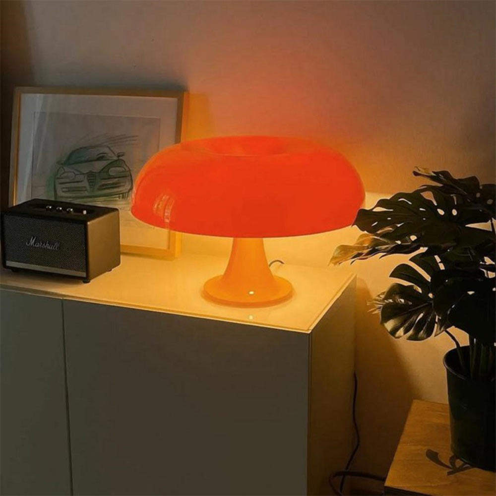 Modern White LED Table Lamp — Mushroom Shape, Adjustable Brightness