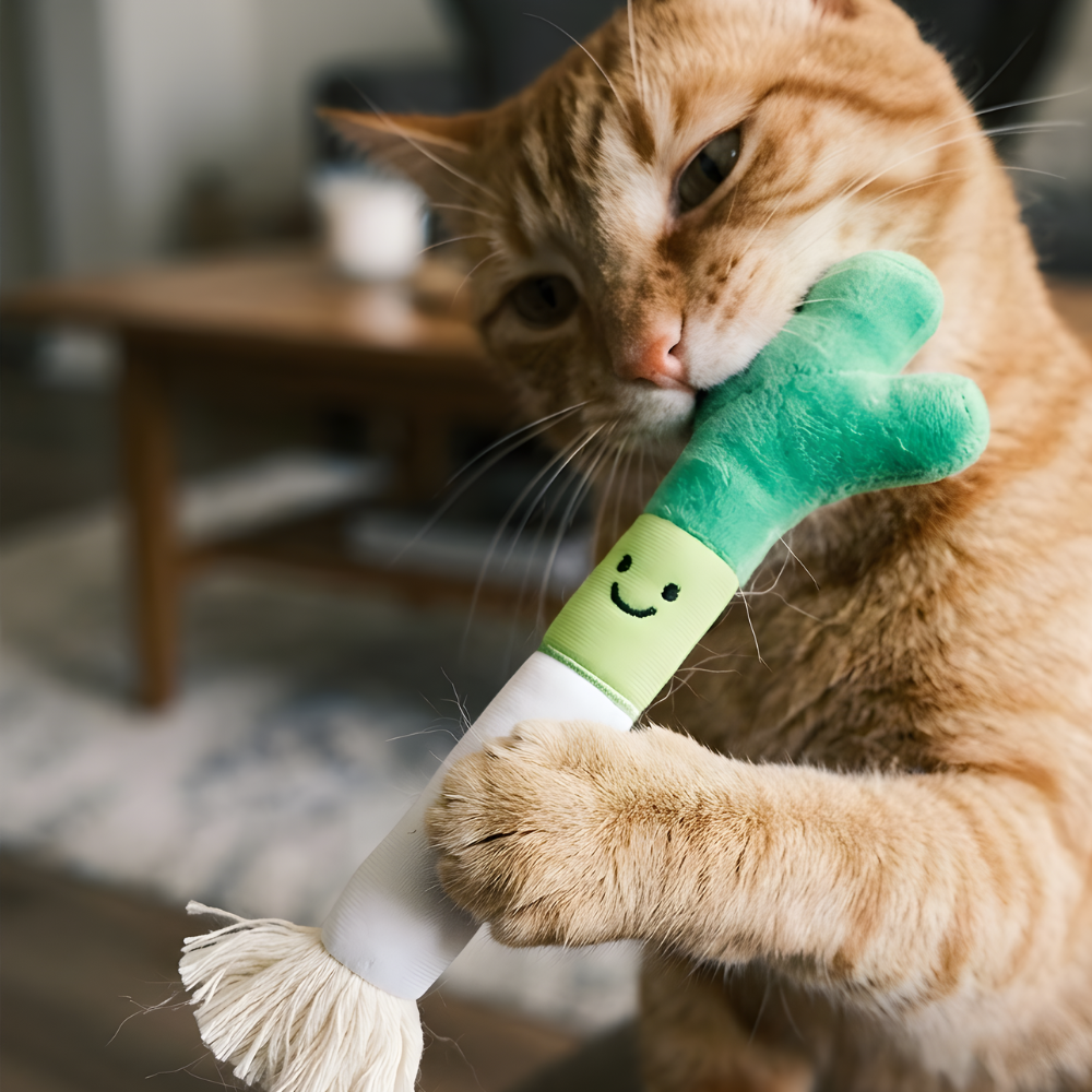 VeggieTug Plush Interactive Cat Toy Set — 3-Pack Bundle