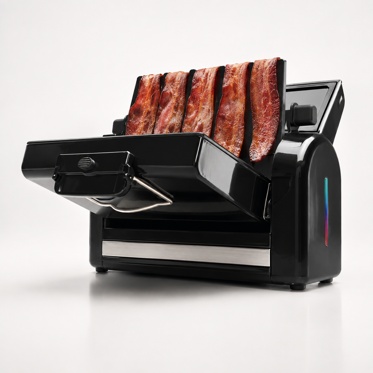 Compact Vertical Bacon Toaster, 6-Strip Capacity, Grease Drain