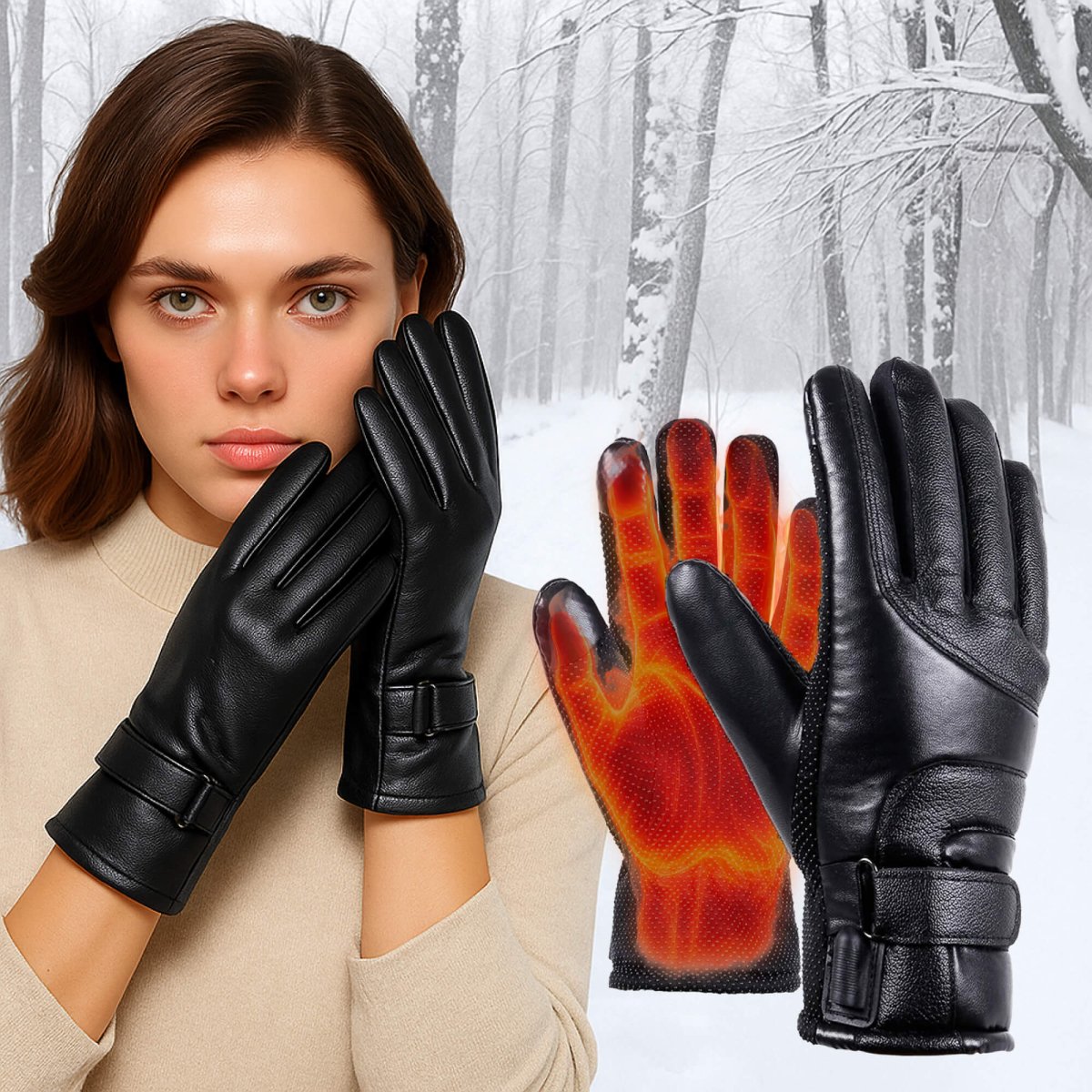 EverGlow Adjustable Waterproof Heated Gloves For Women