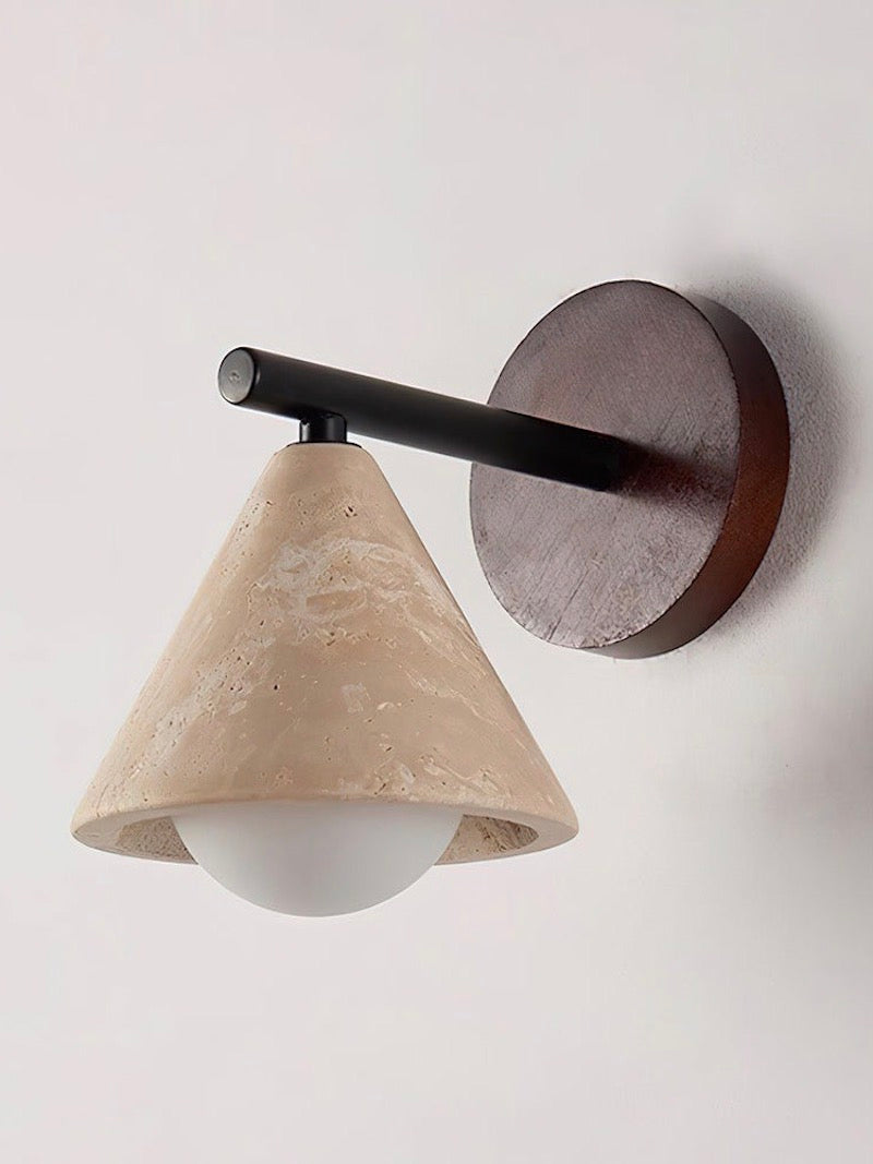 Wabi-Sabi Stil Travertin-Kegel-Schirm-Wandleuchte | Esilora