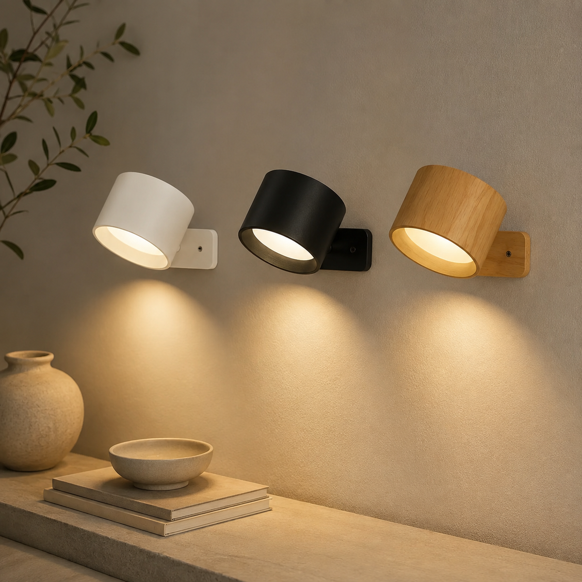 Luz de pared inalámbrica con control táctil y rotación de 360°