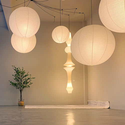 180″ Plug‑In Washi Paper E Pendant Swag Light