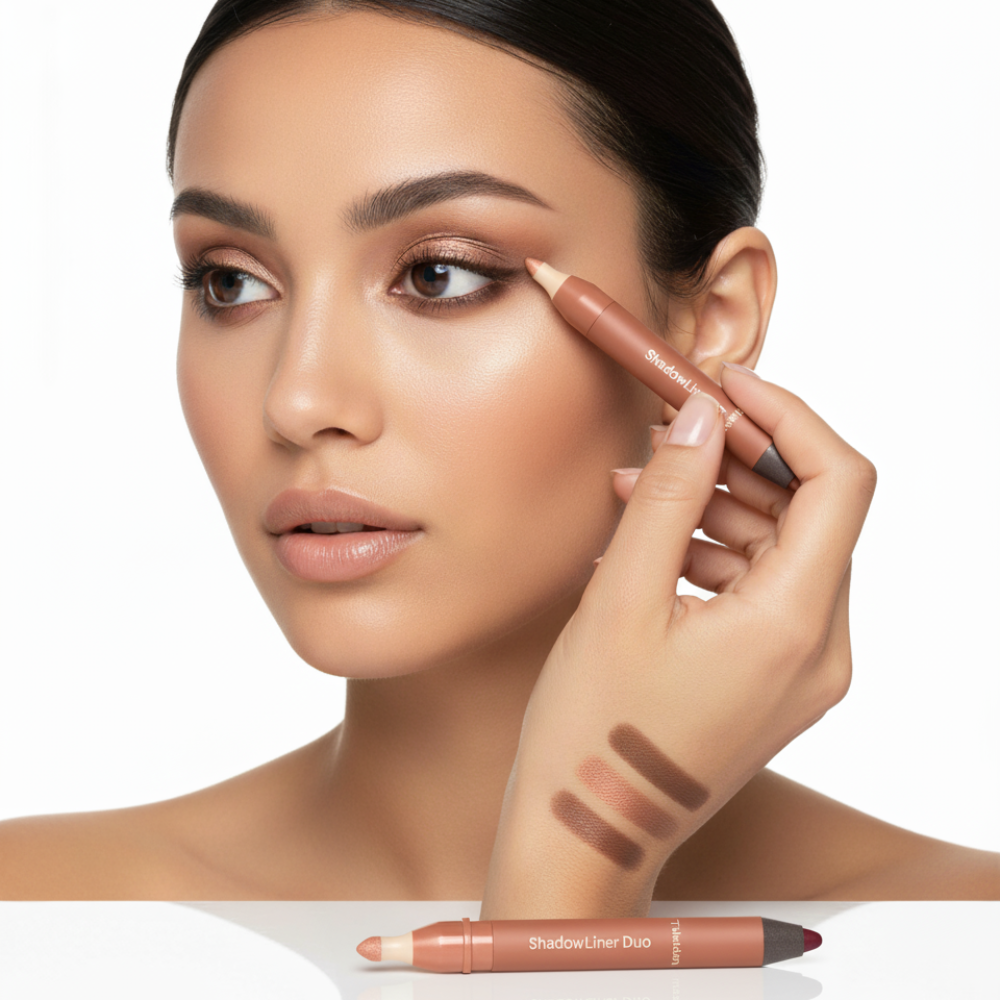 Vattenfast eyeliner- och ögonskuggspenna med två ändar – enkel att applicera, lång hållbarhet