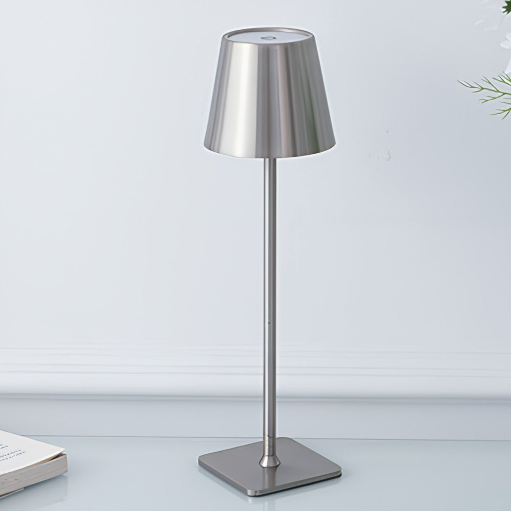Modern Dimmable LED Table Lamp — Metal, Battery Powered, Touch Control, IP54 Weatherproof