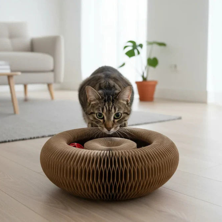 WhirlNest Cat Toy — Circular Track with Built-In Scratching Pad