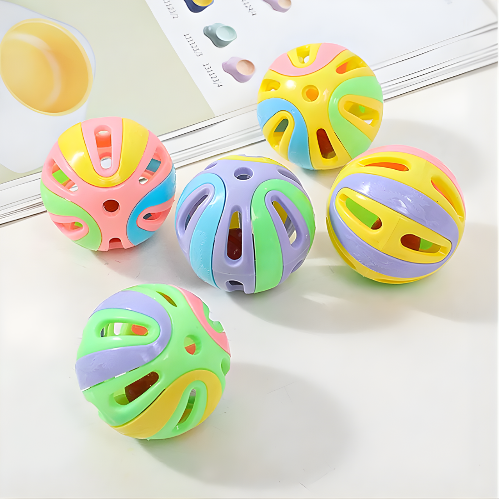 WhirlTide Colorful Cat Bell Balls — Rolling Jingle Toy Set