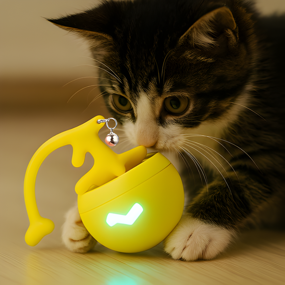 WhiskerOrbit Smart Rolling Cat Toy Ball — Light & Sound Play