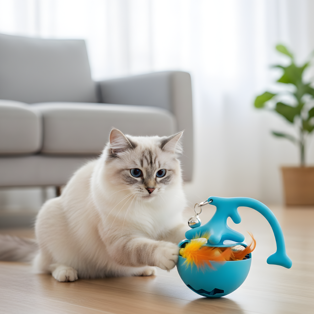 WhiskerOrbit Smart Rolling Cat Toy Ball — Light & Sound Play