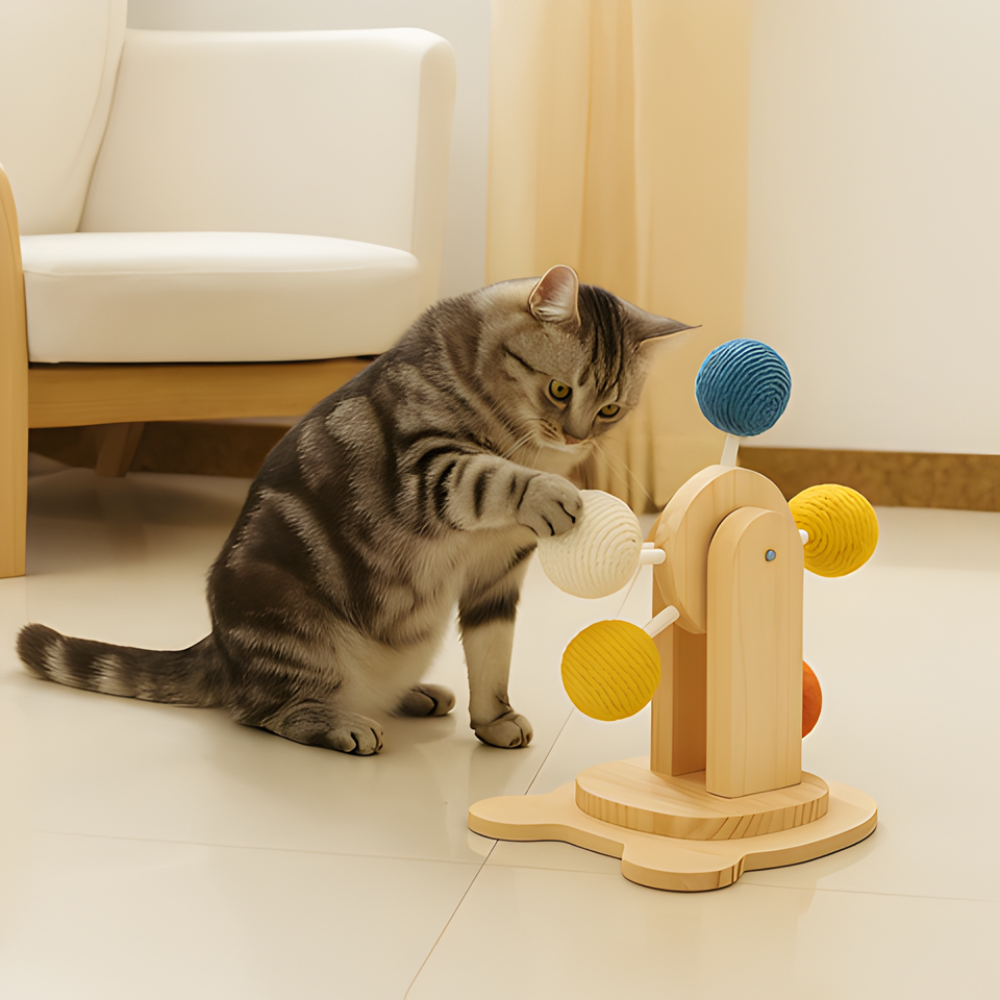 Otočné škrabadlo pro kočky WhiskerWheel — interaktivní hračka