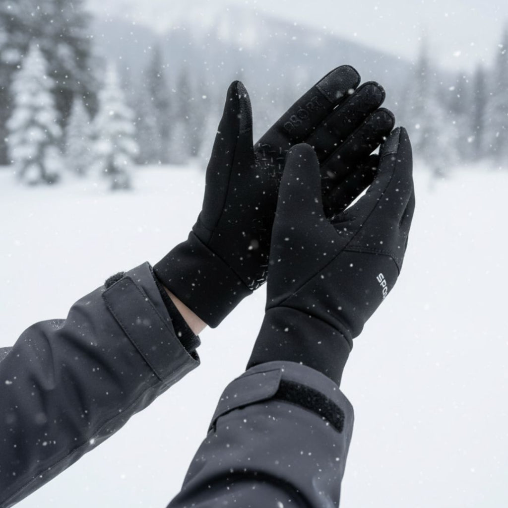 Ocieplane, wiatroszczelne rękawiczki zimowe — obsługujące ekrany dotykowe, antypoślizgowy chwyt
