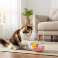 WobbleWhisk Motion-Activated Cat Toy — Feather Topper, Rolling Balls