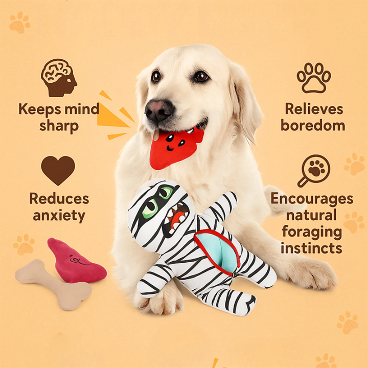 ZombiePaws Mummy Plush Dog Toy — Interactive Squeaker Design