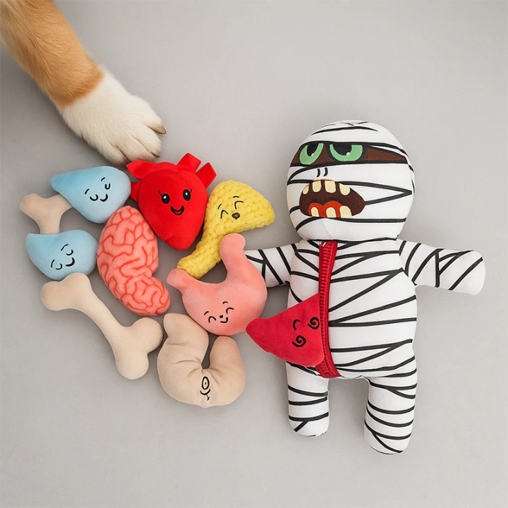 ZombiePaws Mummy Plush Dog Toy — Interactive Squeaker Design