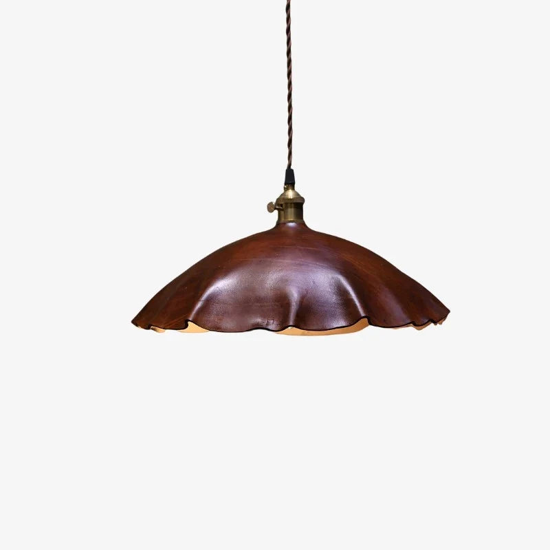 Kupolová závěsná lampa s koženým stínidlem | Esilora