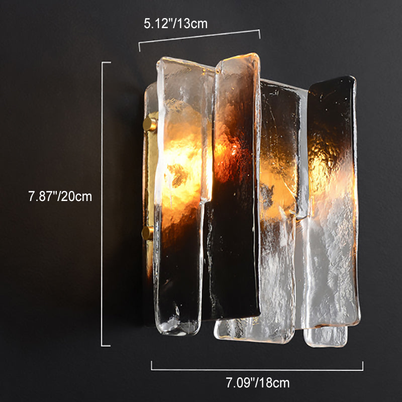 Modern Luxury Rectangle Copper Glass 1-Light Wall Sconce Lamp For Living Room | Esilora
