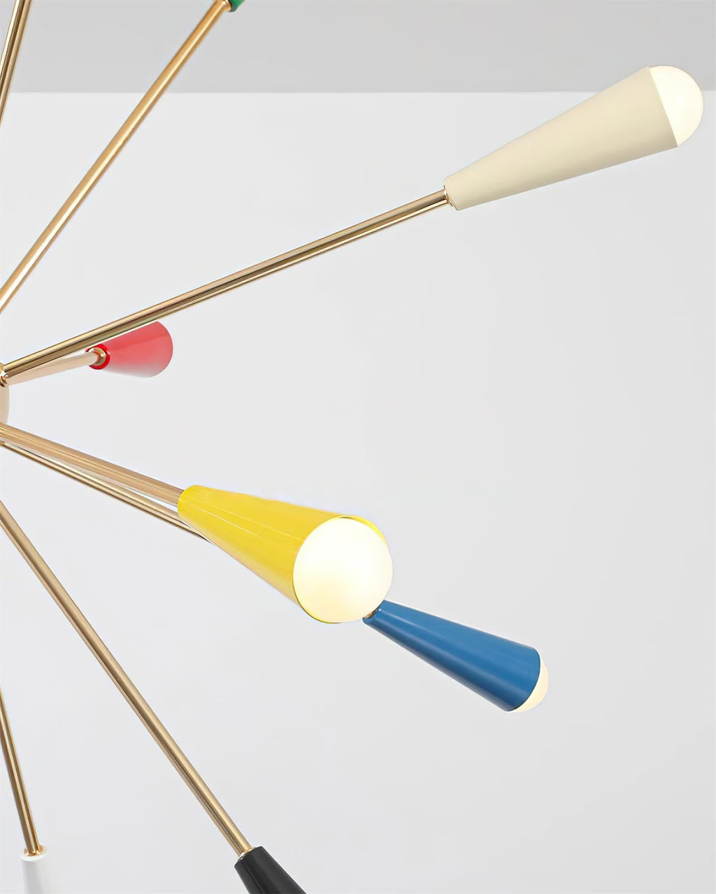 Ivoran Fireworks Chandelier - Gold Metal Sputnik Cone Shade Mid Century Light for Dining Room | Esilora