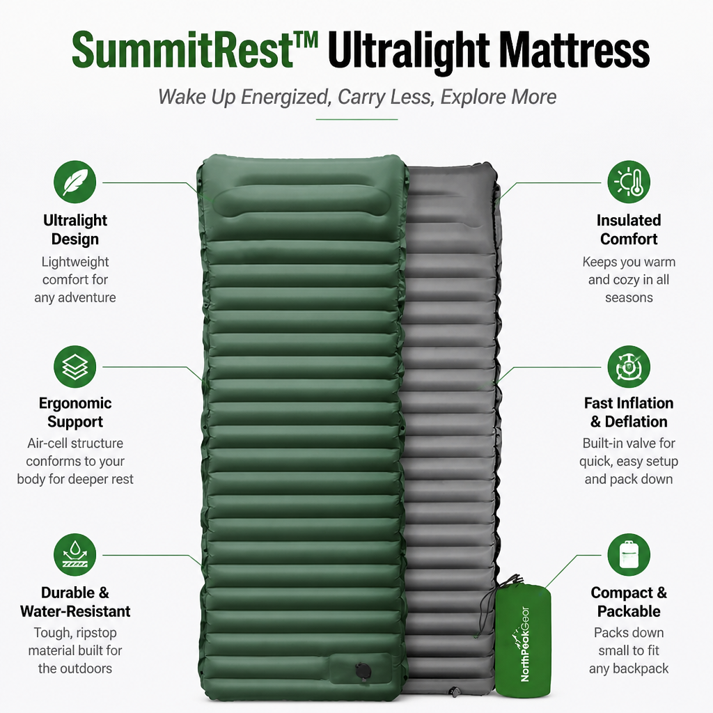 SummitRest Ultralight Mattress — Wake Up Energized, Carry Less, Explore More - Esilora