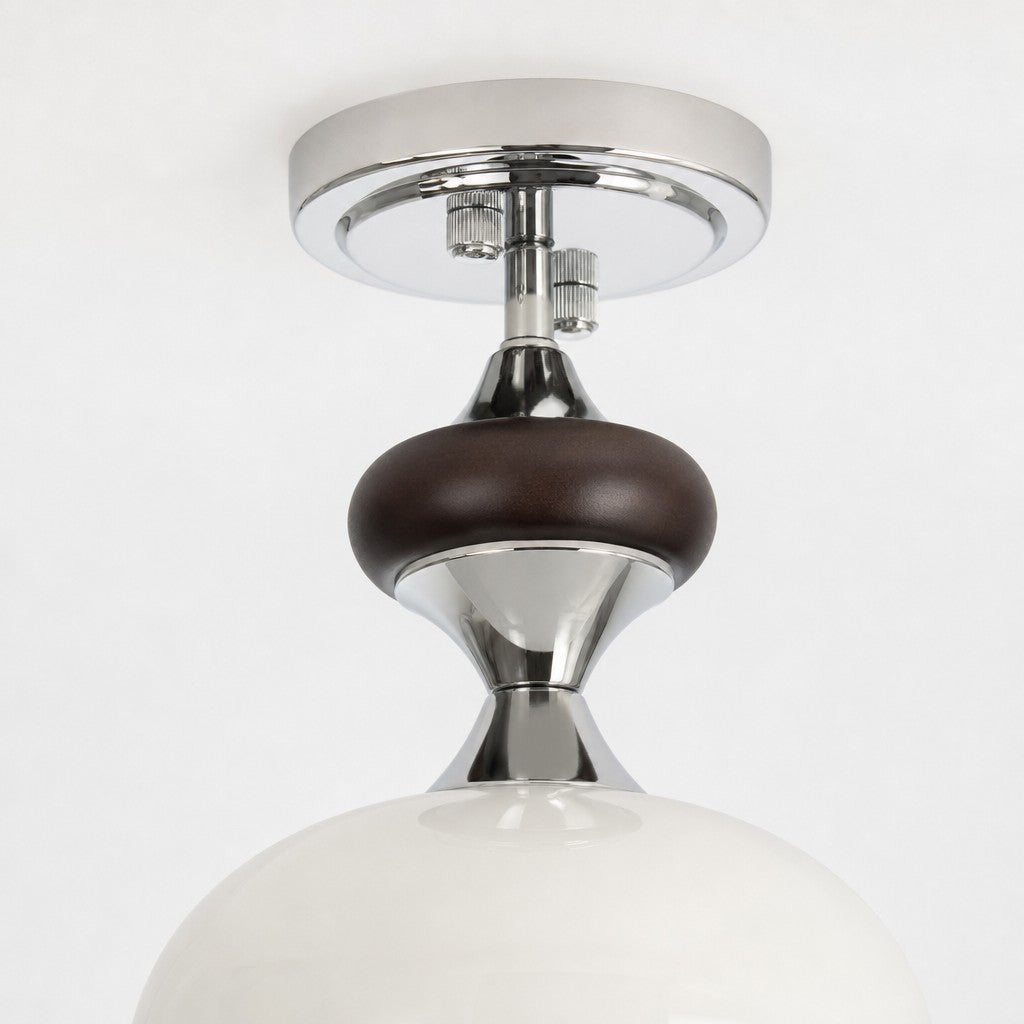Javina taklampe med delvis innfelt montering – moderne armatur i metall, glass og tre fra midten av århundret for entré og kjøkken | Esilora