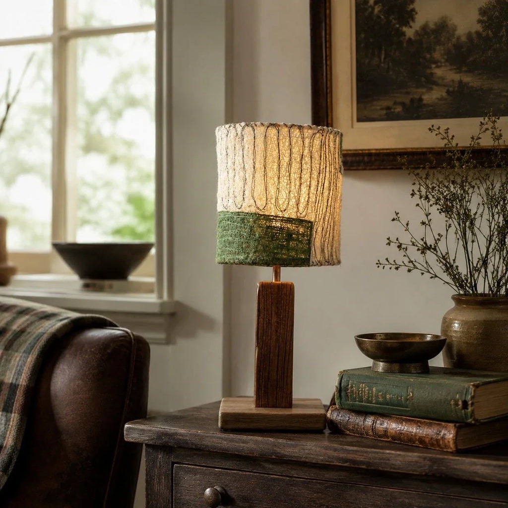 Handwoven Loofah Fiber Table Lamp | Esilora
